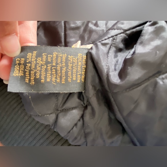 North N End leather and Wool Mens L Jacket in black - Picture 6 of 16